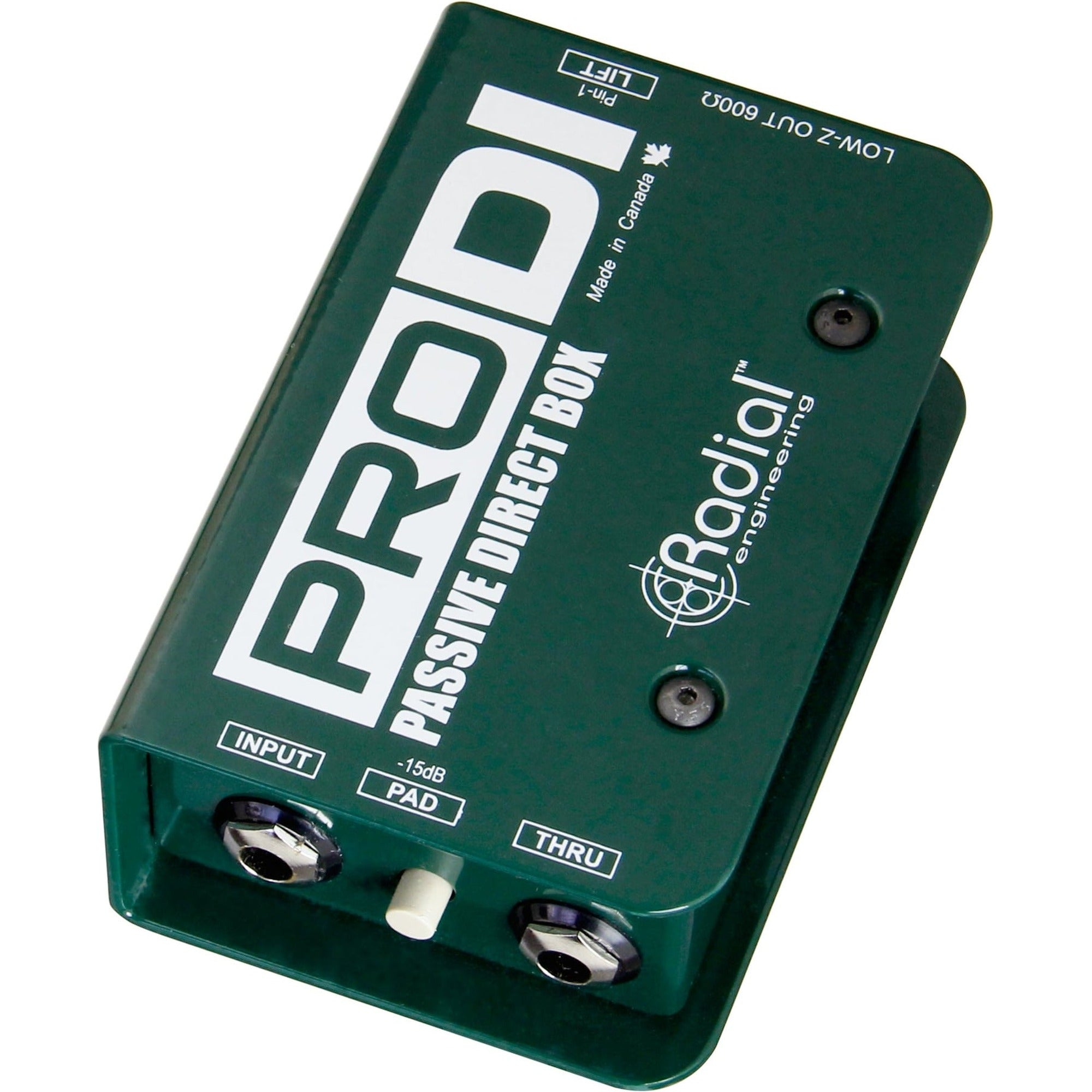 Radial Engineering ProDI DI box for professional audio signal conversion and impedance matching.