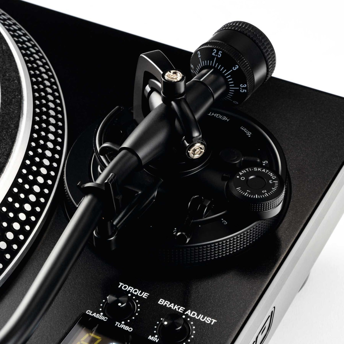 Reloop RP-8000 MK2 DJ turntables with pitch control and sleek design, perfect for professional DJ setups.
