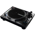 Reloop RP-8000 MK2 DJ turntable with pitch control and sturdy build, featuring a sleek black design and professional audio equipment.