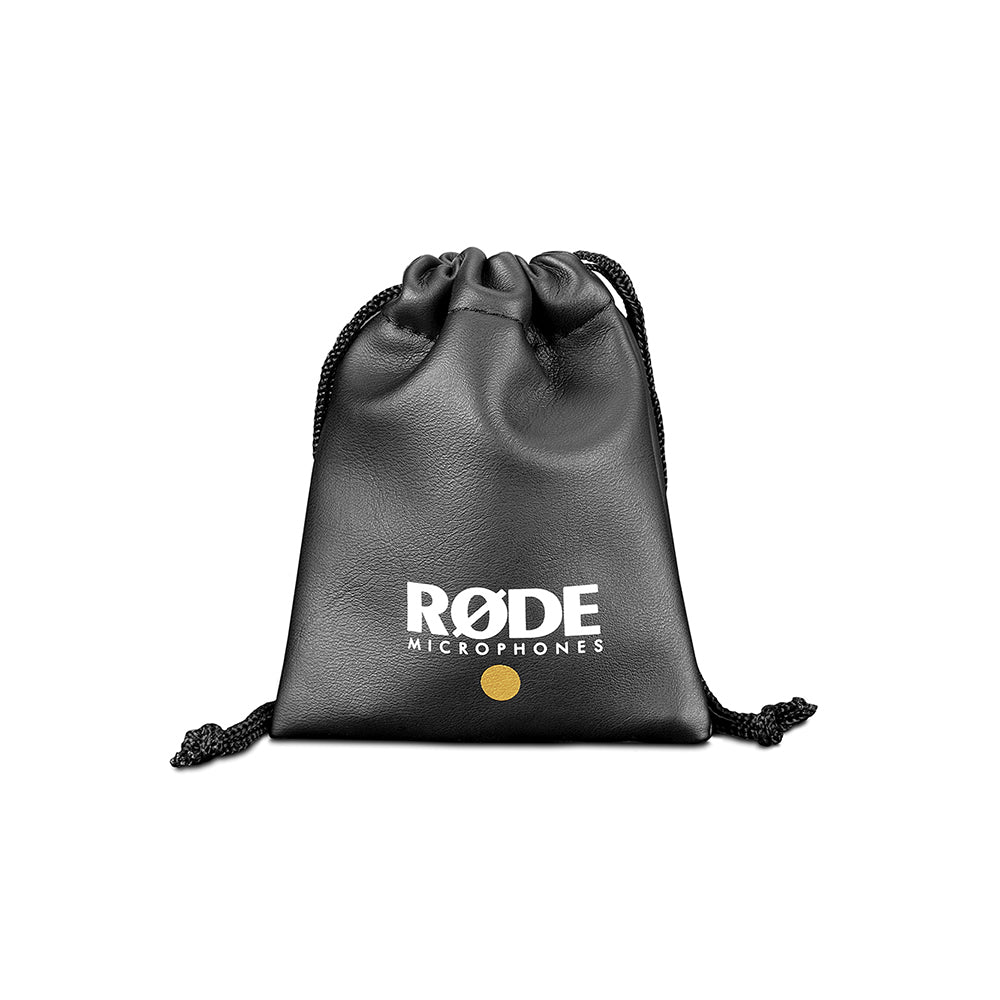Rode RodeLink Lav wearable microphone clipped to clothing, compact lavalier microphone for professional audio recording.