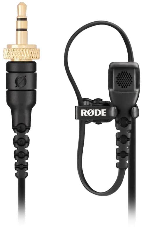 Rode Lavalier II black wearable microphone with clip, designed for high-quality audio recording and discreet use.