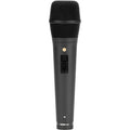 Rode M2 condenser microphone with black body and grille, mounted on a stand, ready for professional audio recording.