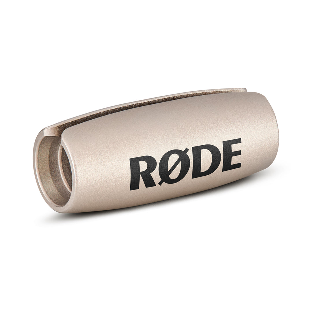 Rode MicDrop Lavalier Cable Weight in black packaging with logo, shown from a three-quarter left angle.