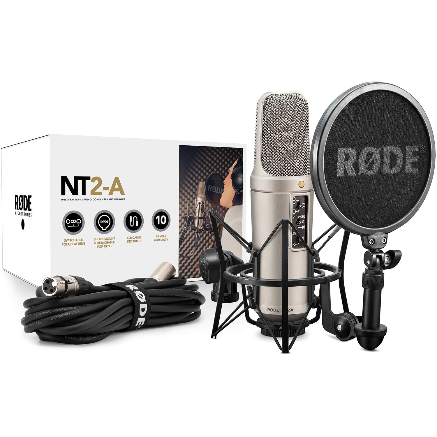Rode NT2-A Studio Pack condenser microphones, cable