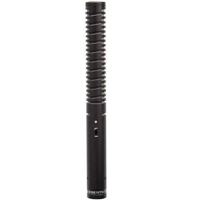 Rode NTG1 shotgun microphone with sleek design, ideal for capturing high-quality audio in various recording settings.