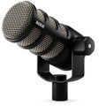 Rode PodMic dynamic microphone in black, angled view