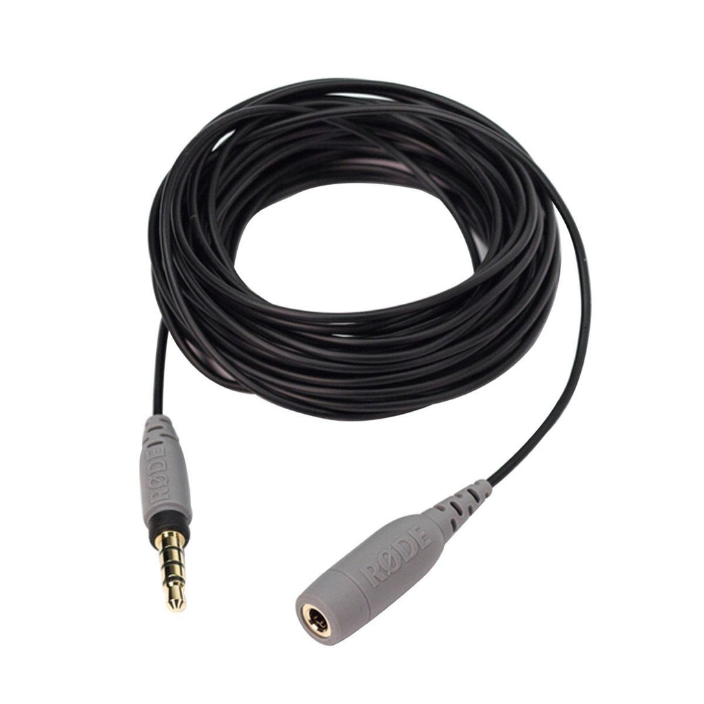 Rode SC1 SmartLav+ 6m microphone extension cable connected to a lavalier microphone for professional audio recording.