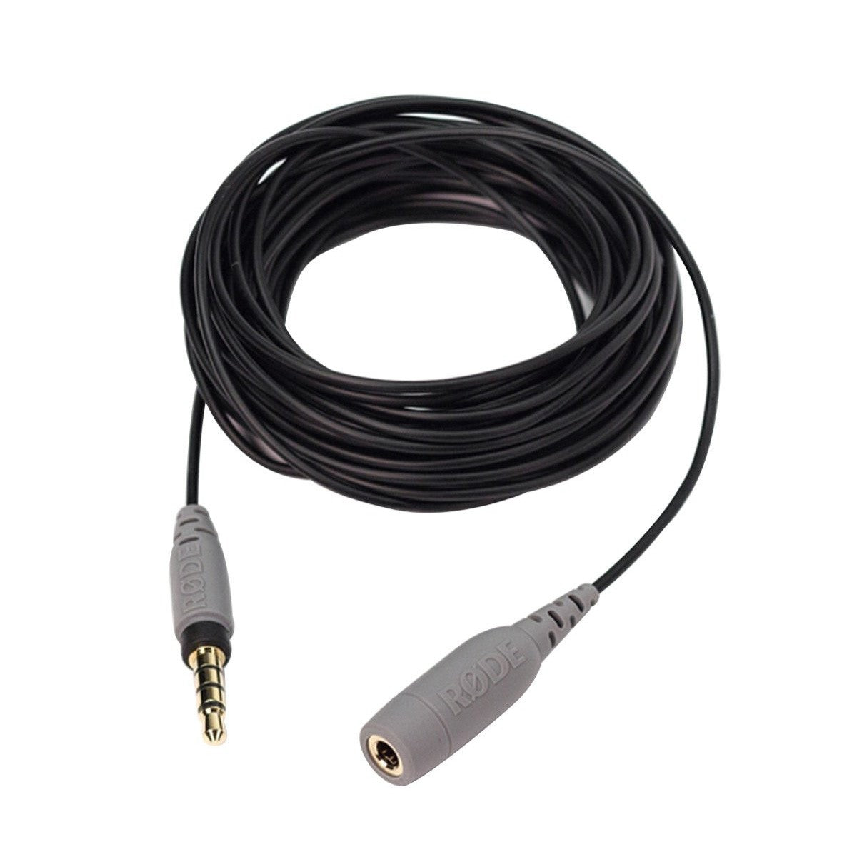 Rode SC1 SmartLav+ 6m microphone extension cable connected to a lavalier microphone for professional audio recording.