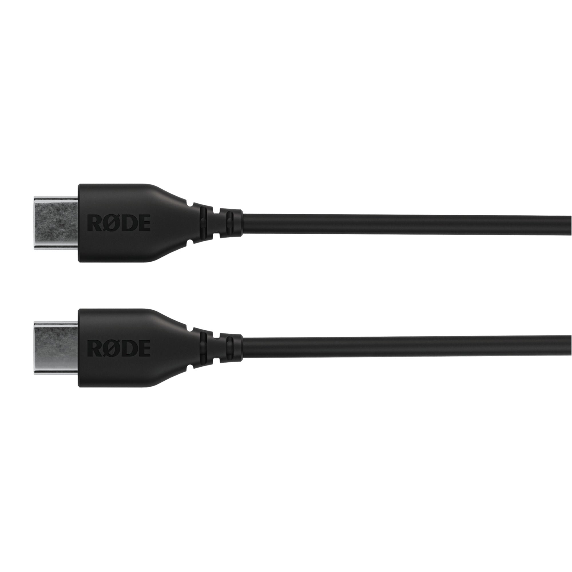 Rode SC22 USB-C to USB-C cable, 0.3m length, black, top-down view showing cable with USB-C connectors