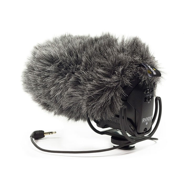 Rode DeadCat VMPR microphone windscreen with soft fur, designed to reduce wind noise in outdoor recordings.