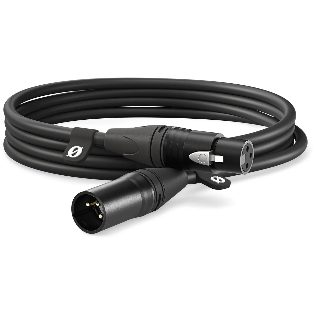Rode XLR-Female to XLR-Male Cable, connectors close-up, black