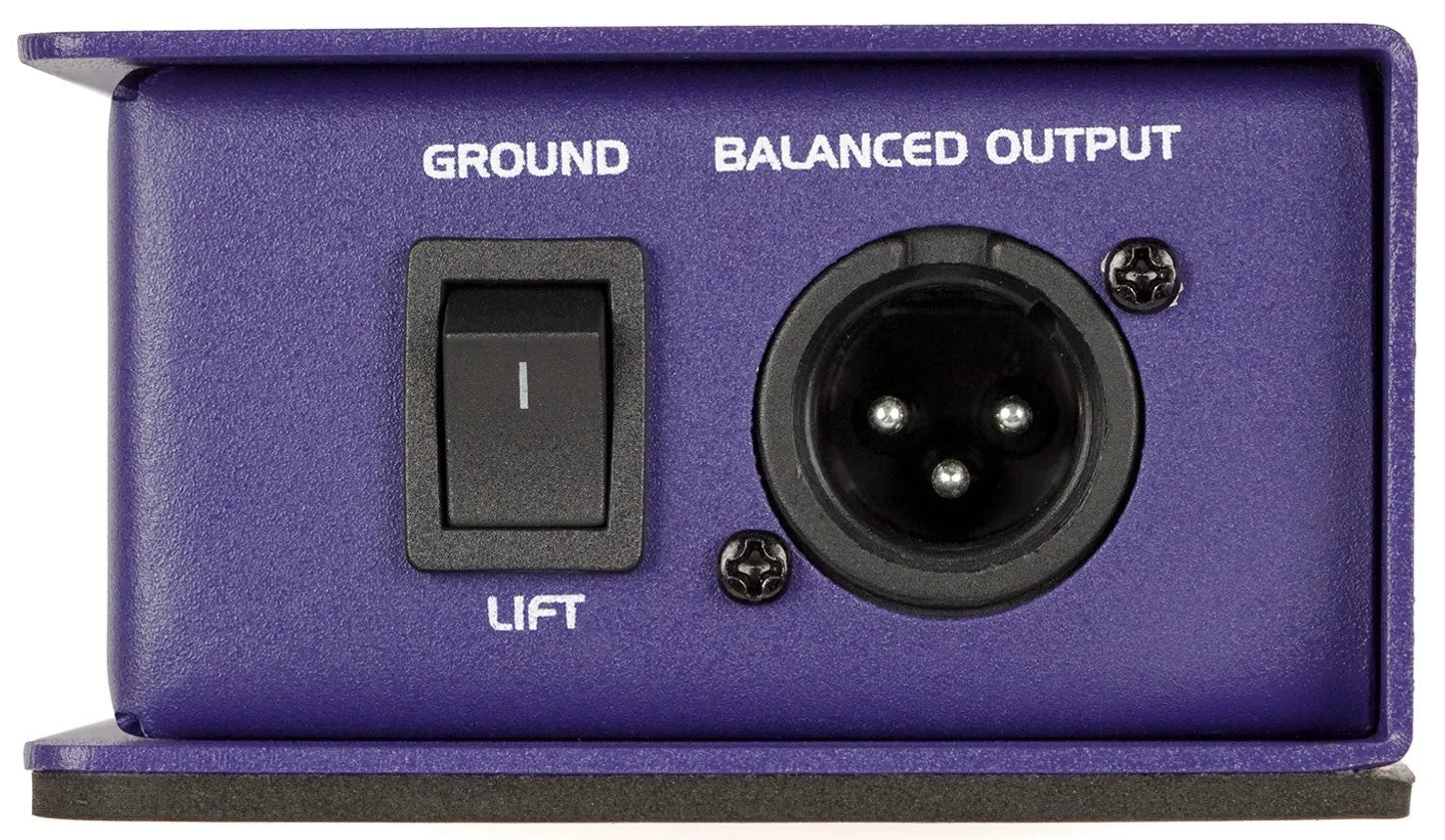 Samson MD1 Pro DI box with input and output jacks, designed for professional audio signal conversion and connection.