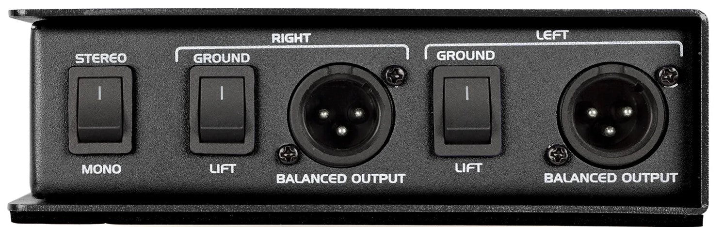 Samson MD2 Pro DI box with multiple input and output ports for professional audio connections and sound mixing.