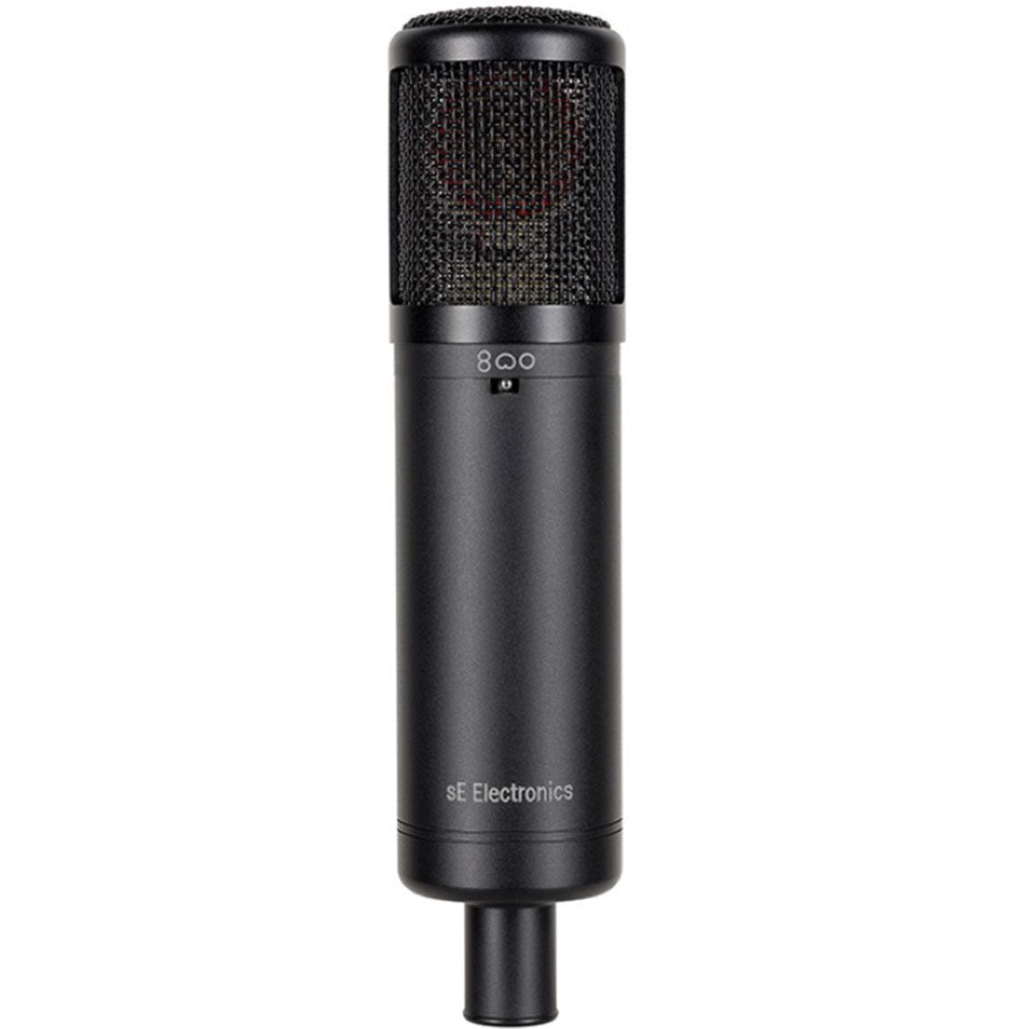 sE Electronics sE2300 condenser microphone with metal grille and sleek black body, designed for studio recording.