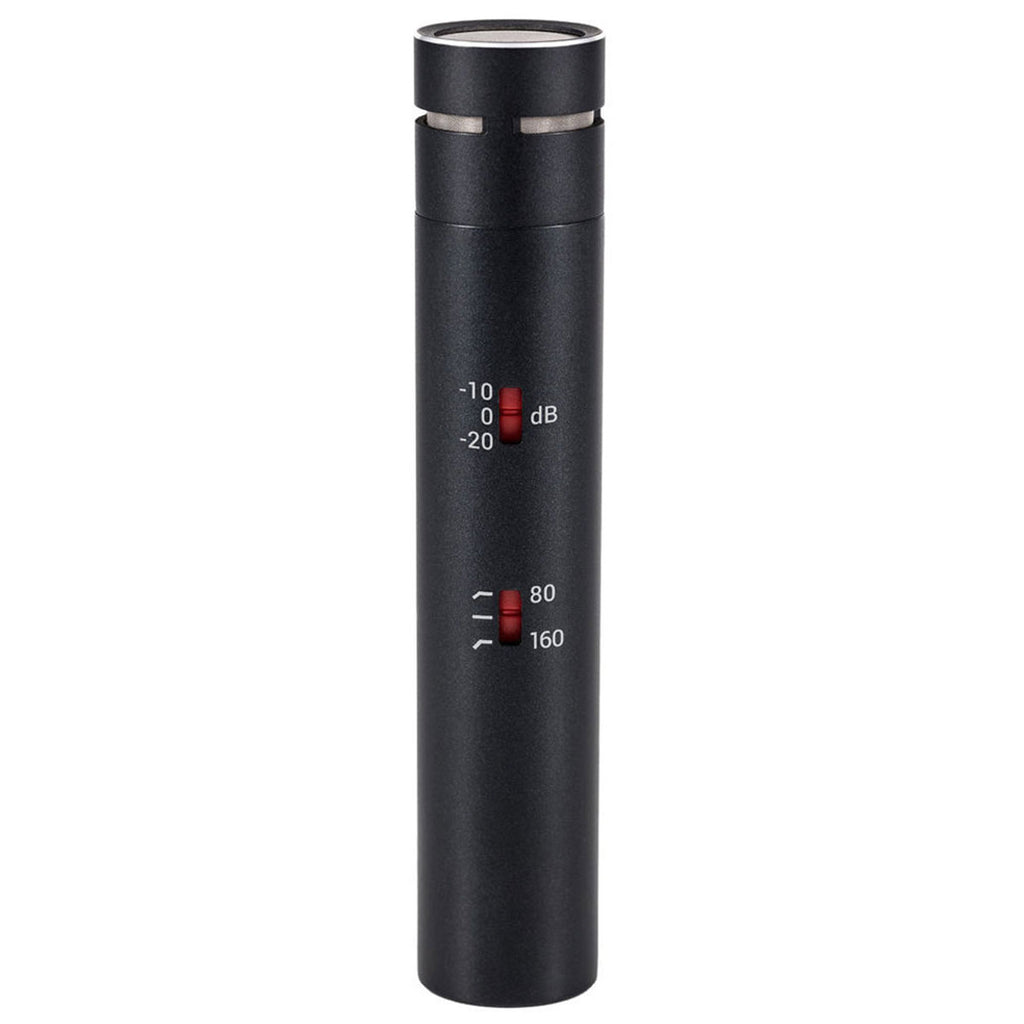 Pair of SE Electronics sE8 condenser microphones showing the sleek black design and stereo setup for professional audio recording.
