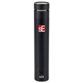 Pair of SE Electronics sE8 condenser microphones shown in stereo configuration on a stand, showcasing professional audio recording equipment.