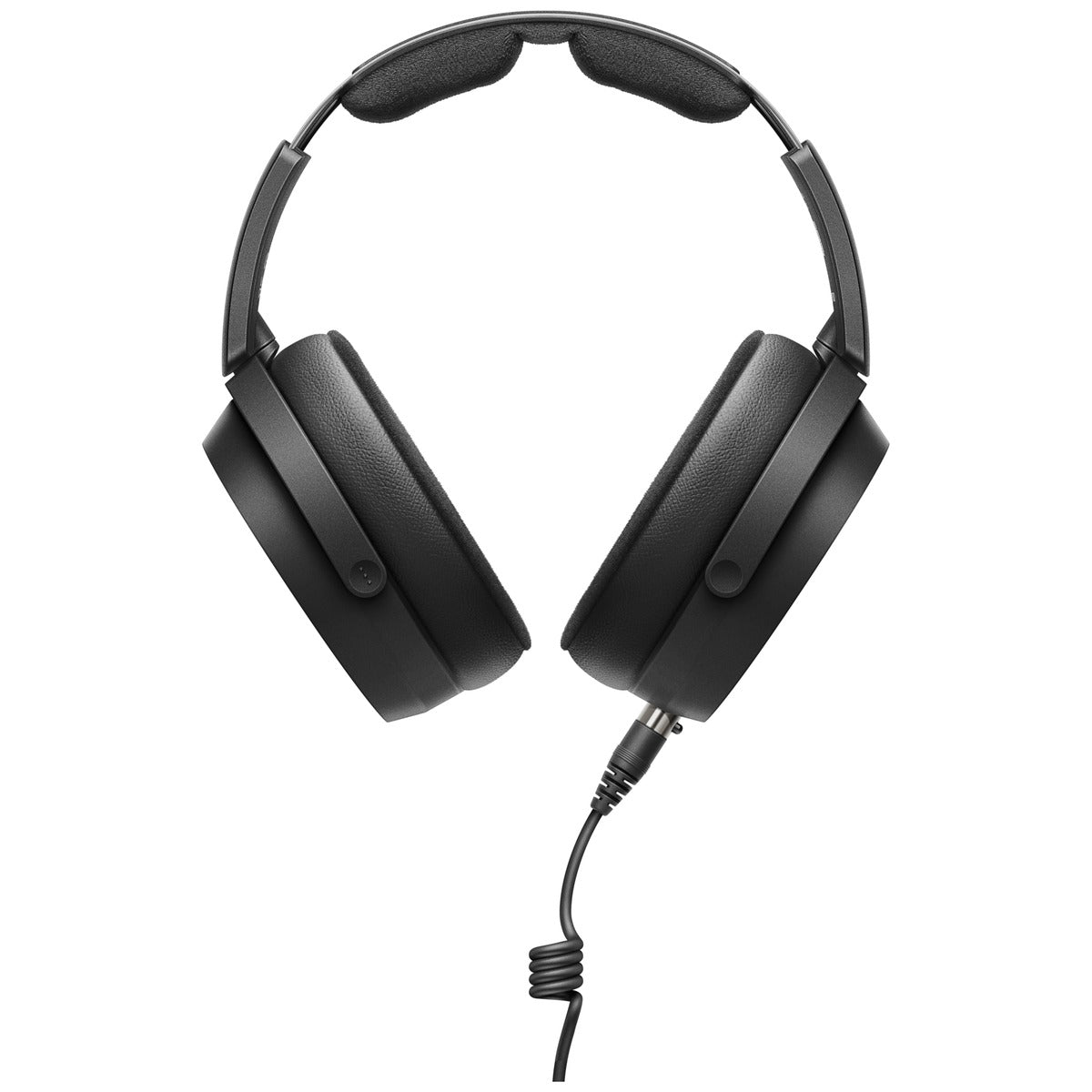 Back view of Sennheiser HD 480 Pro Plus studio headphones with large ear cups and adjustable headband, black color