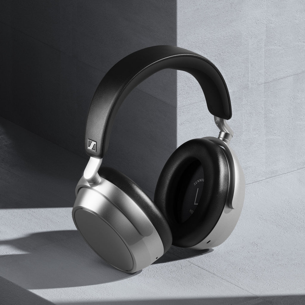 Sennheiser HDB 630 wireless headphones in Lunar Silver, lifestyle setting