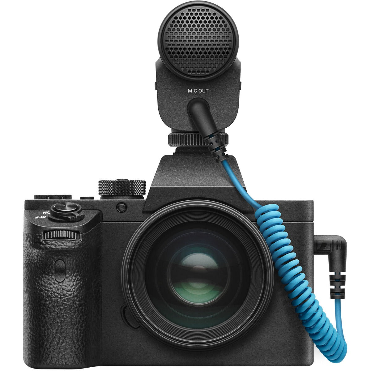 Sennheiser MKE 400 MK2 camera microphone, mounted on camera