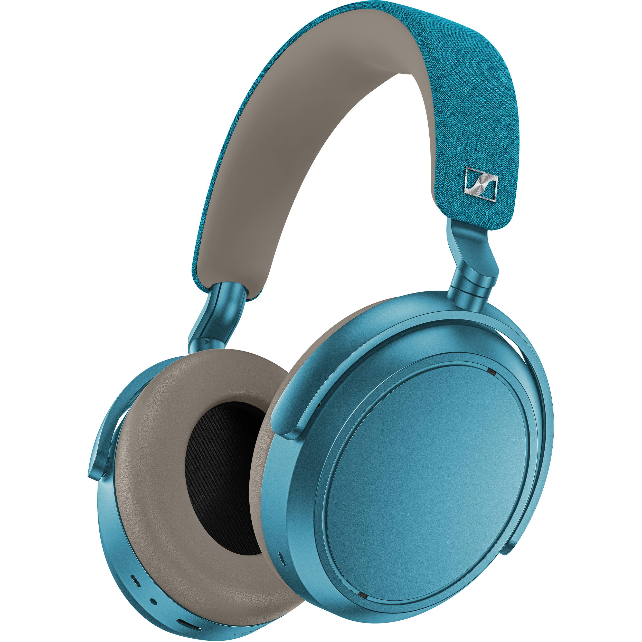 Sennheiser Momentum 4 Wireless headphones, angled view in petrol blue