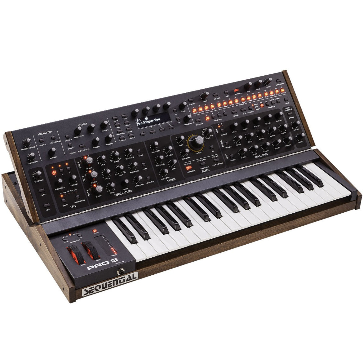 Sequential Pro 3 Special Edition synthesizer with sleek design, featuring multiple knobs and controls for versatile sound creation.
