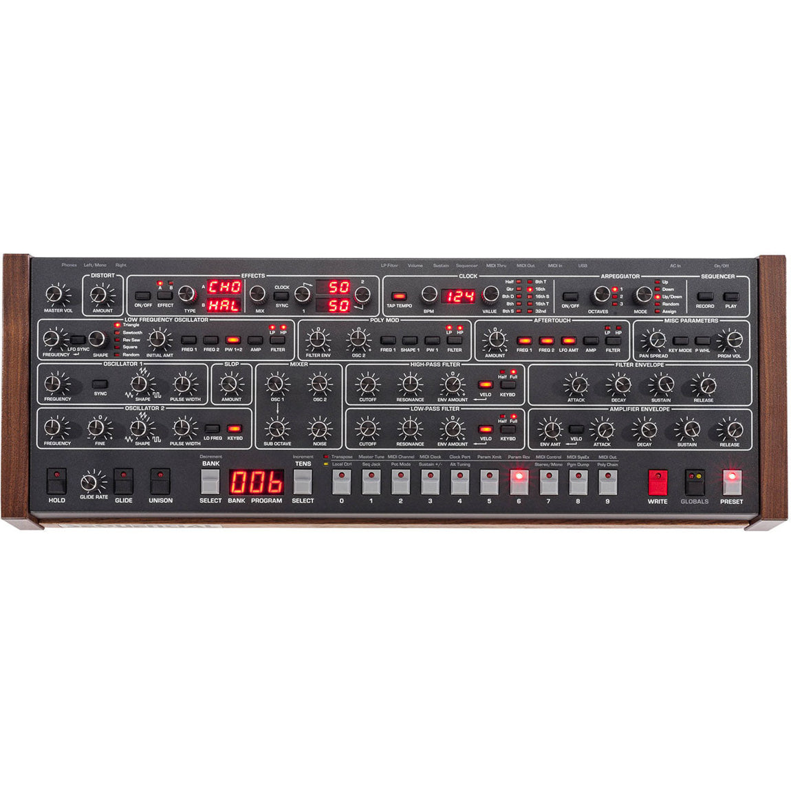Sequential Prophet-6 Desktop synthesizer, compact analog keyboard with knobs and switches, from Sequential.