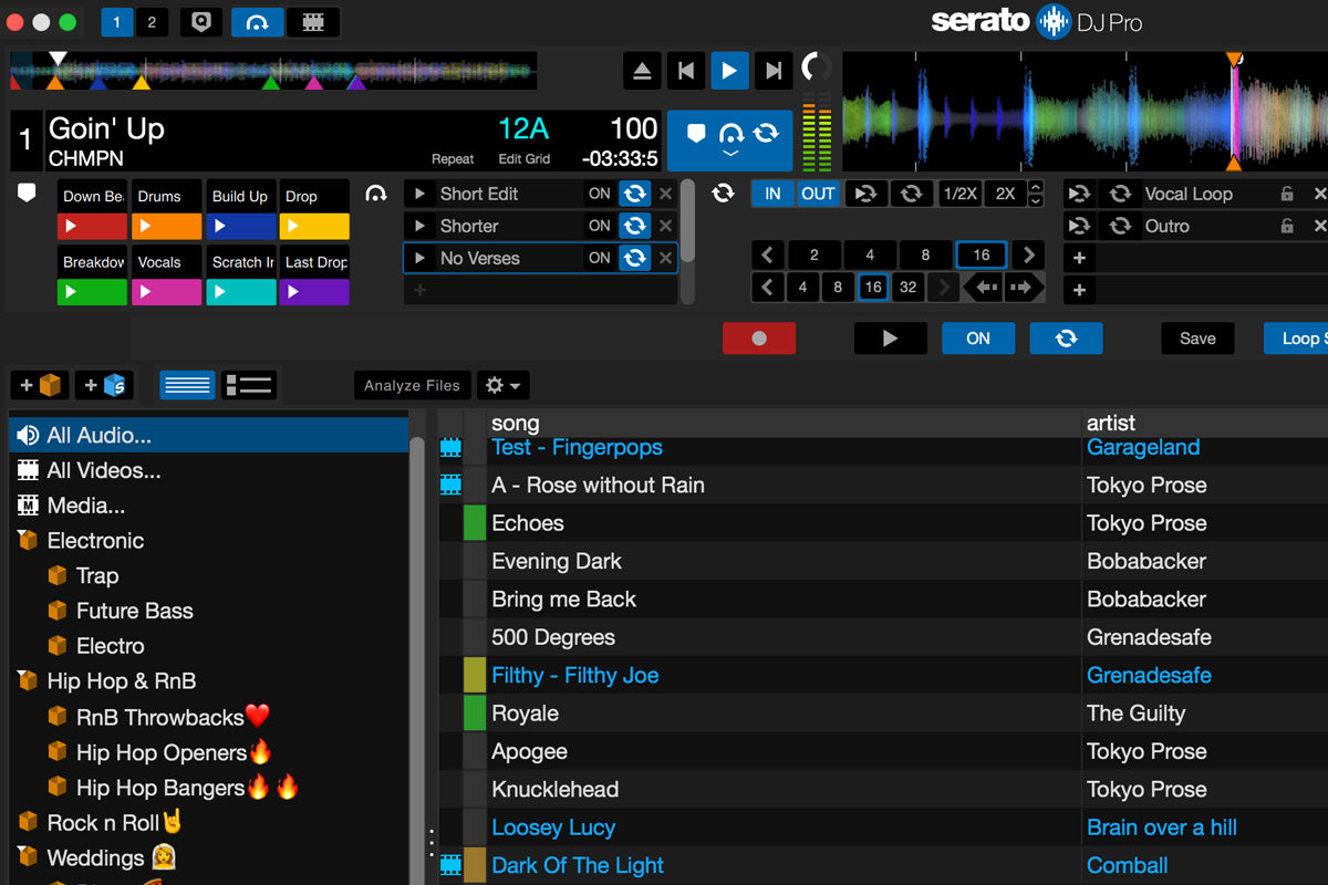 Serato DJ software expansion featuring flip functionality, shown on a computer screen with DJ interface controls and waveforms.