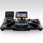 Pioneer DJM-S11 DJ mixer with dual screens and multiple controls for seamless music mixing and performance.