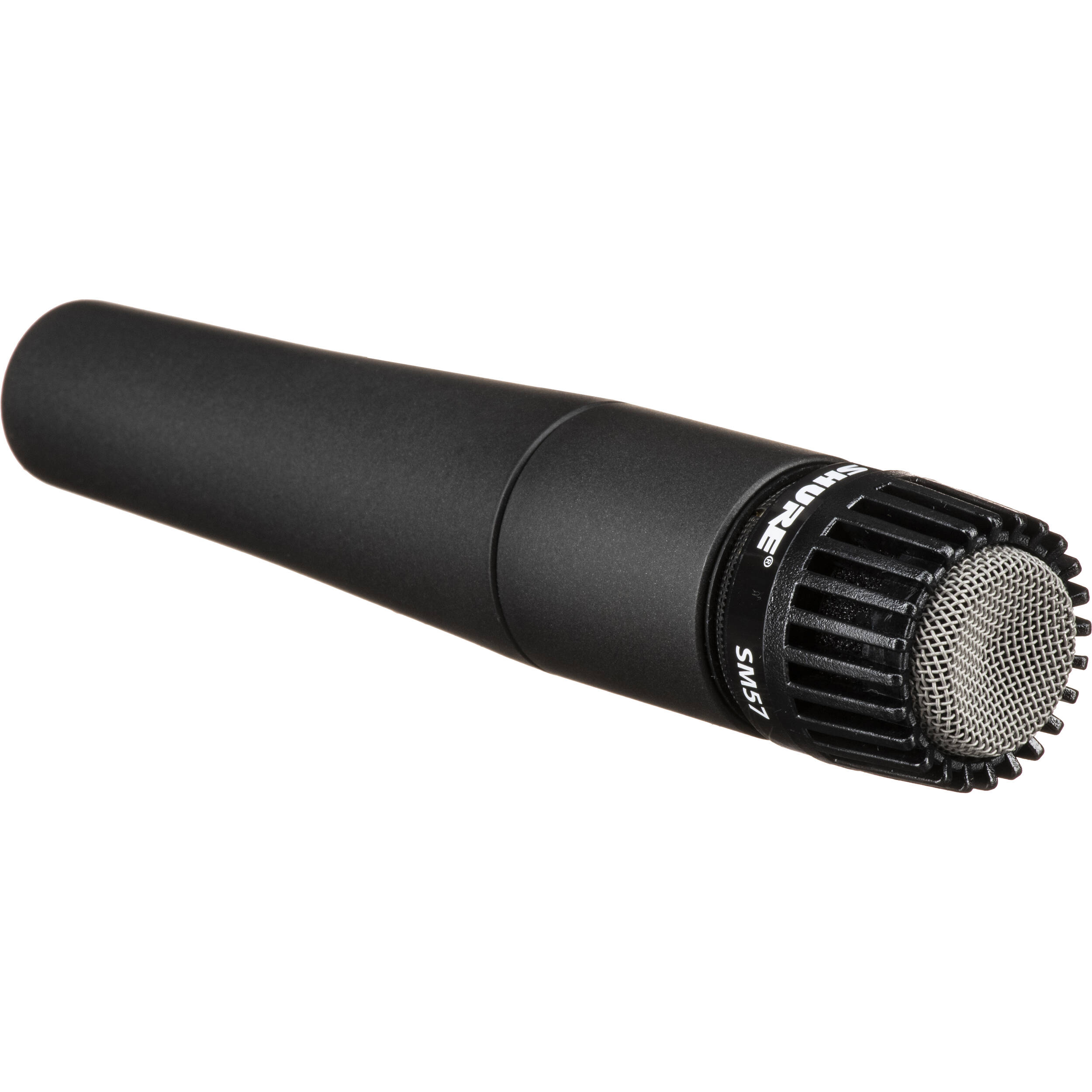 Shure SM57-LCE dynamic instrument microphone, in use