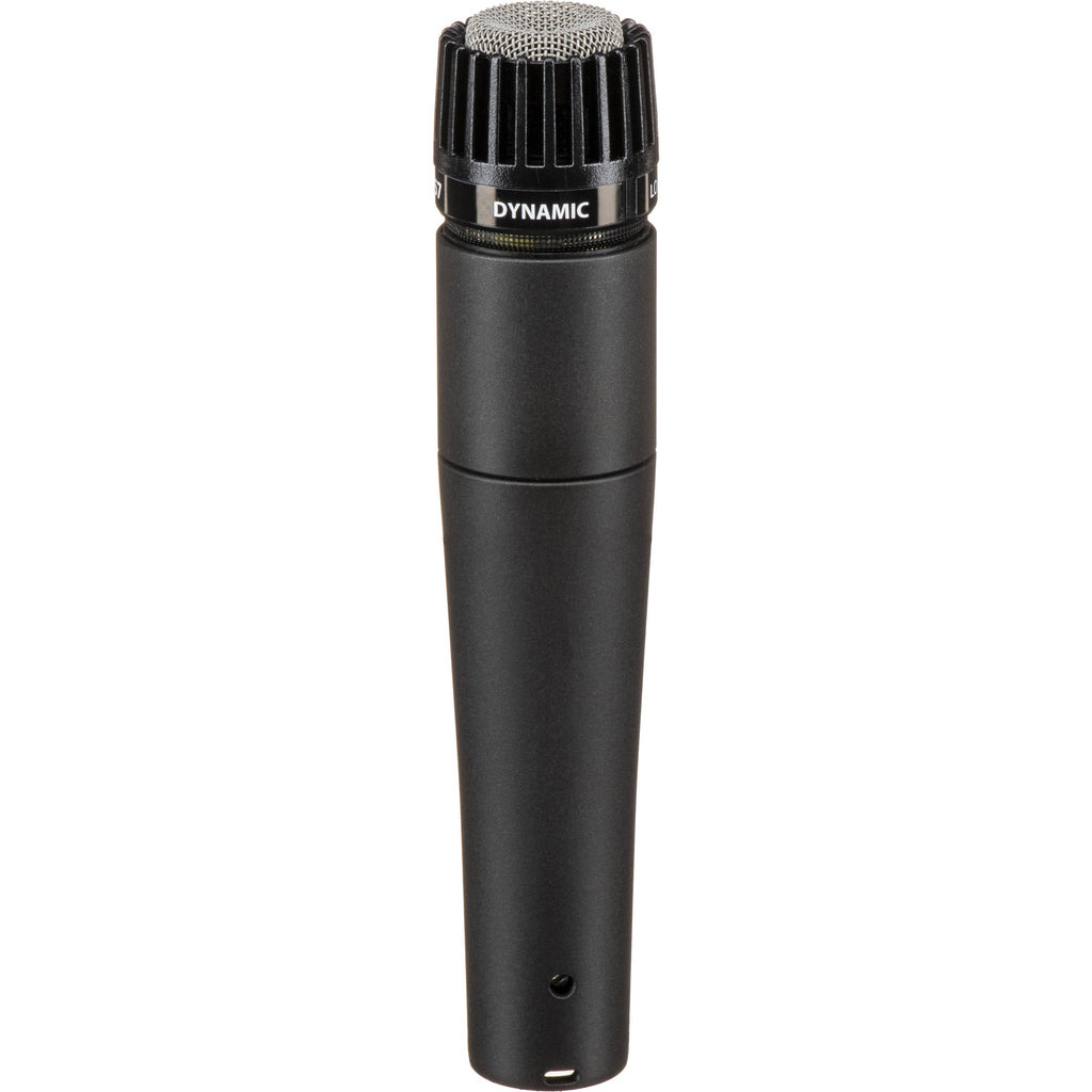 Shure SM57-LCE dynamic instrument microphone, in use (view 2)