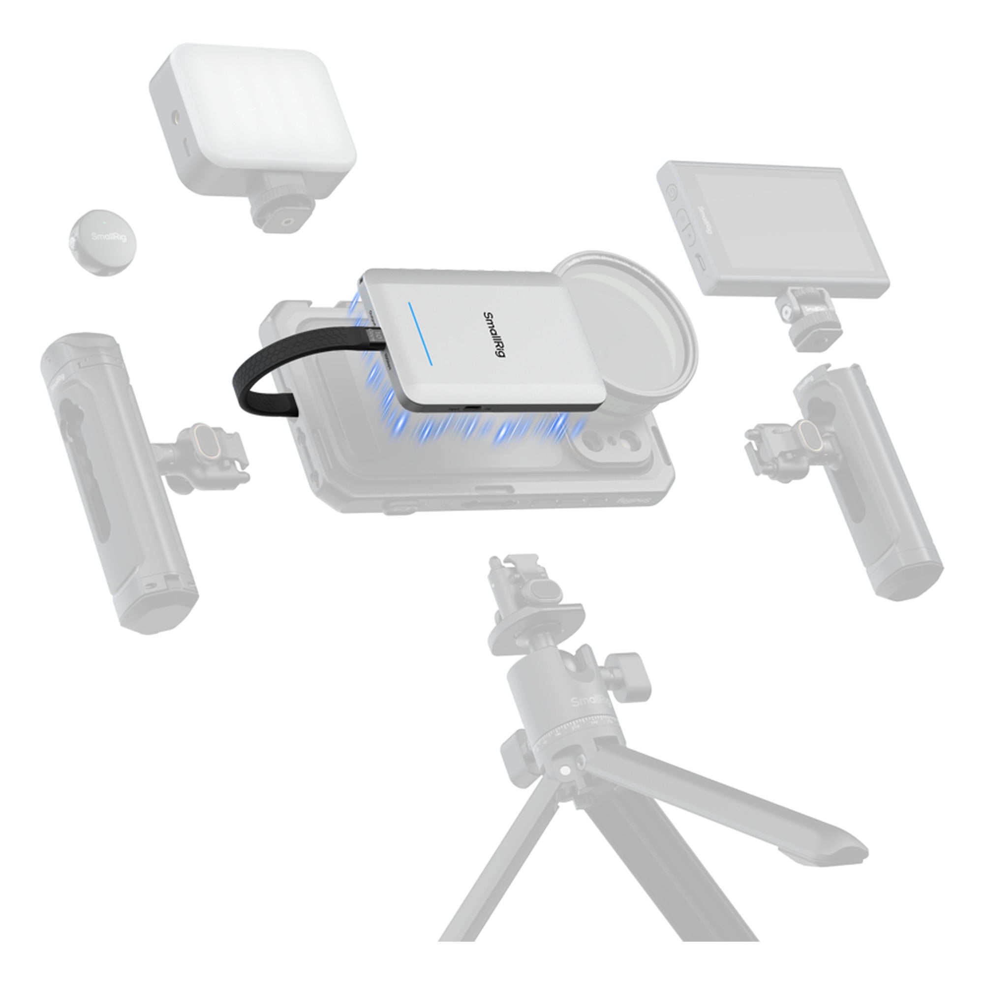 SmallRig Multifunctional Portable SSD mounted on a camera rig