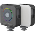 SmallRig Vibe P108 RGB video light displaying colorful adjustable lighting on a film set.