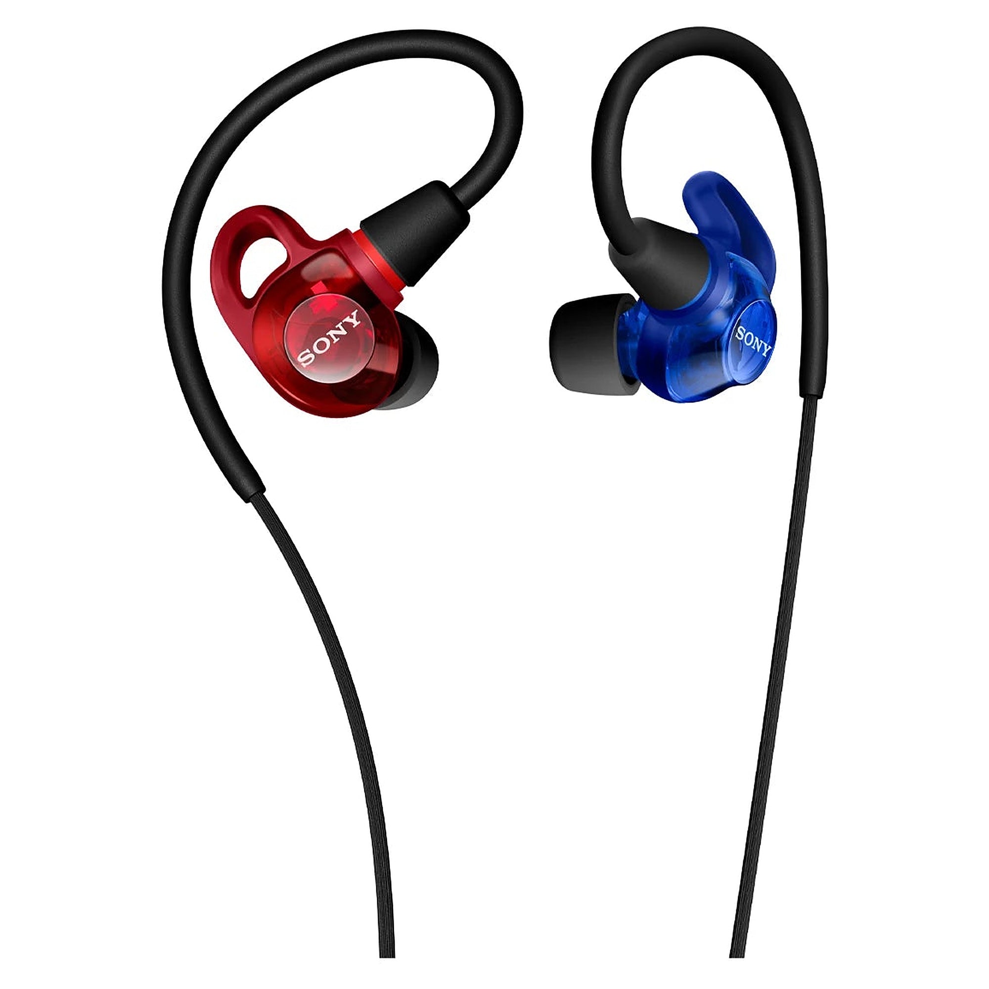 Sony IER-M500 in-ear monitors, Red & Blue finish