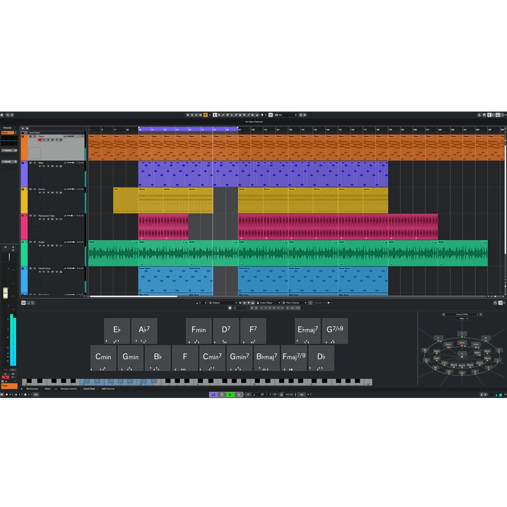 Screenshot of Steinberg Cubase Artist 15 DAW software interface showing tracks, mixer, and editing tools.