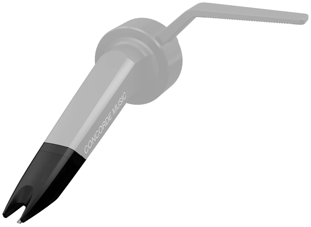 Ortofon Concorde Music Black turntable stylus with a left tilt design, suitable for high-quality vinyl record playback.