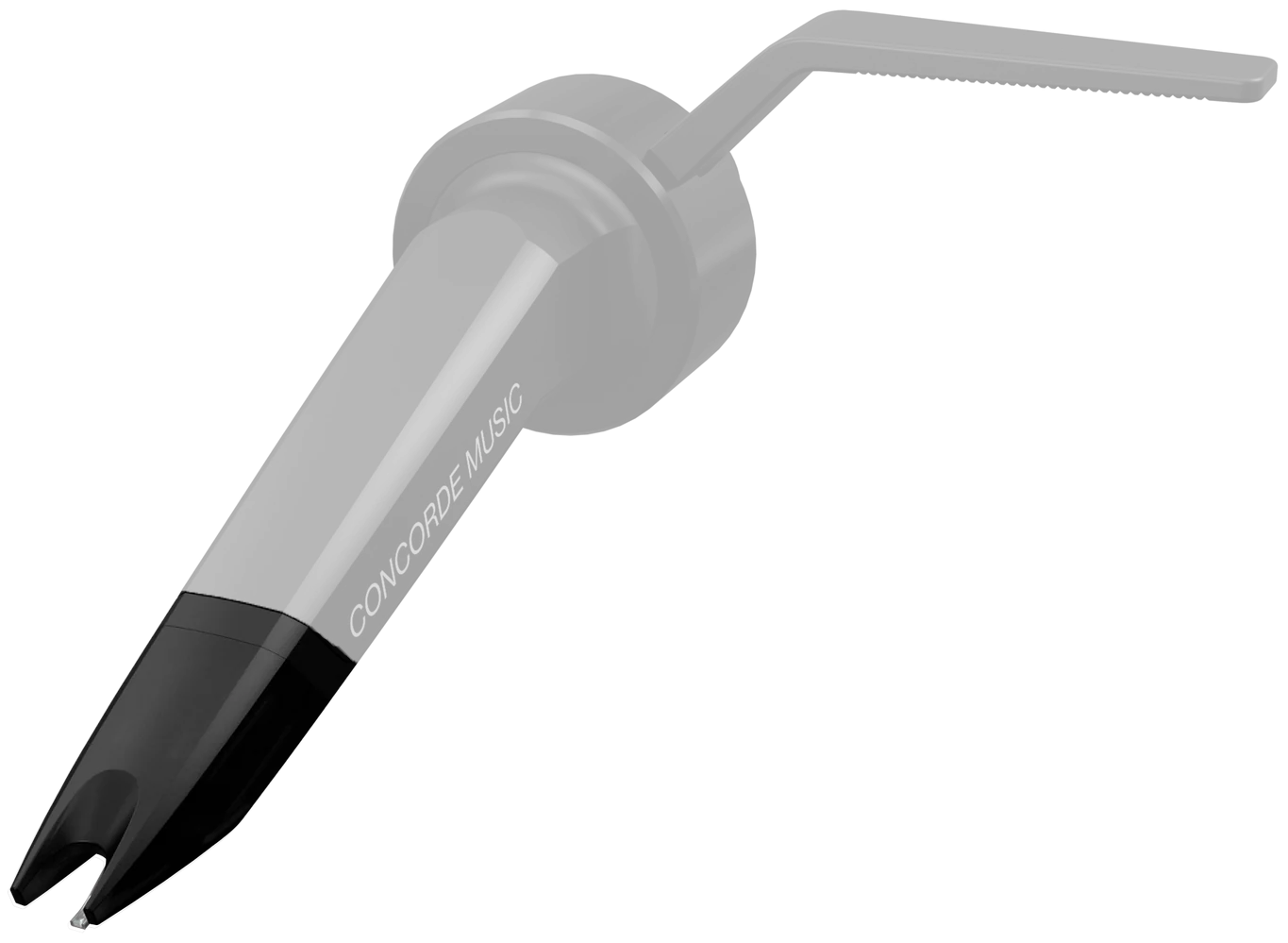 Ortofon Concorde Music Black turntable stylus with a left tilt design, suitable for high-quality vinyl record playback.