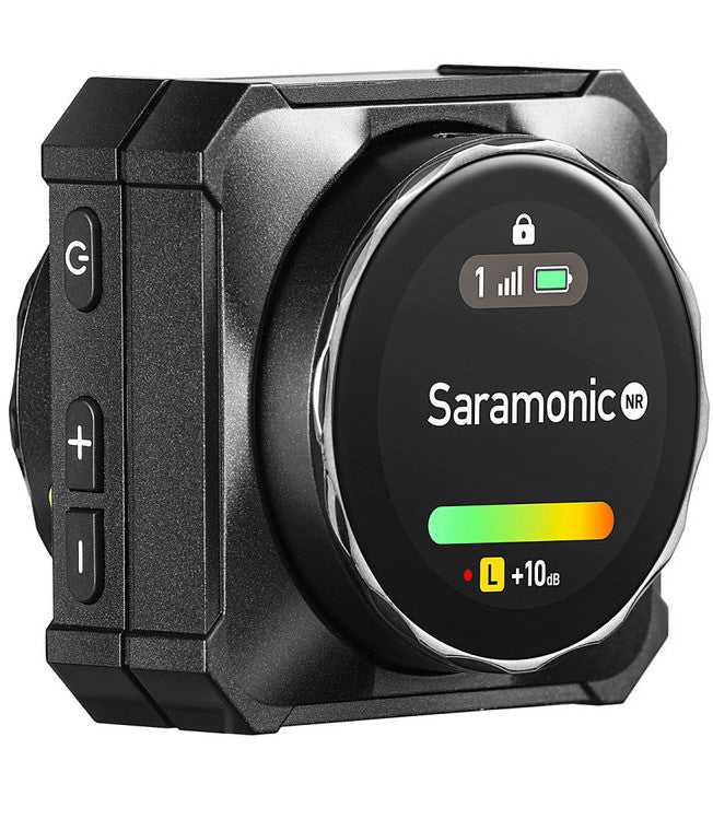 Saramonic BlinkMe B2 wireless microphone system for creators, featuring compact receiver and transmitter with microphone accessories.