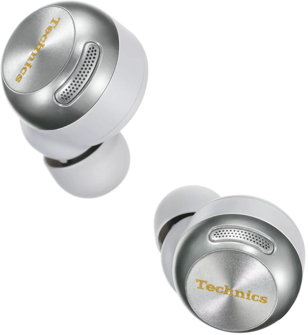Technics EAH-AZ100 true wireless earbuds, in black, lifestyle setting