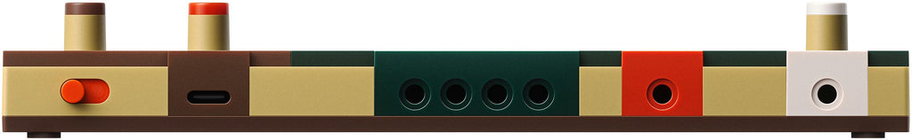 Teenage Engineering EP-1320 Medieval drum machine with colorful interface and knobs, designed for music production and sampling.