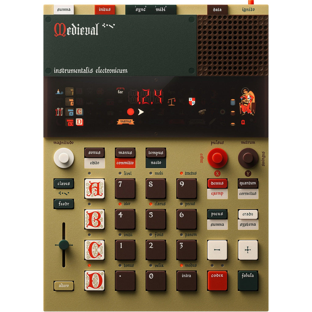 Teenage Engineering EP-1320 Medieval drum machine and sampler, B-Stock, with colorful control knobs and interface visible.
