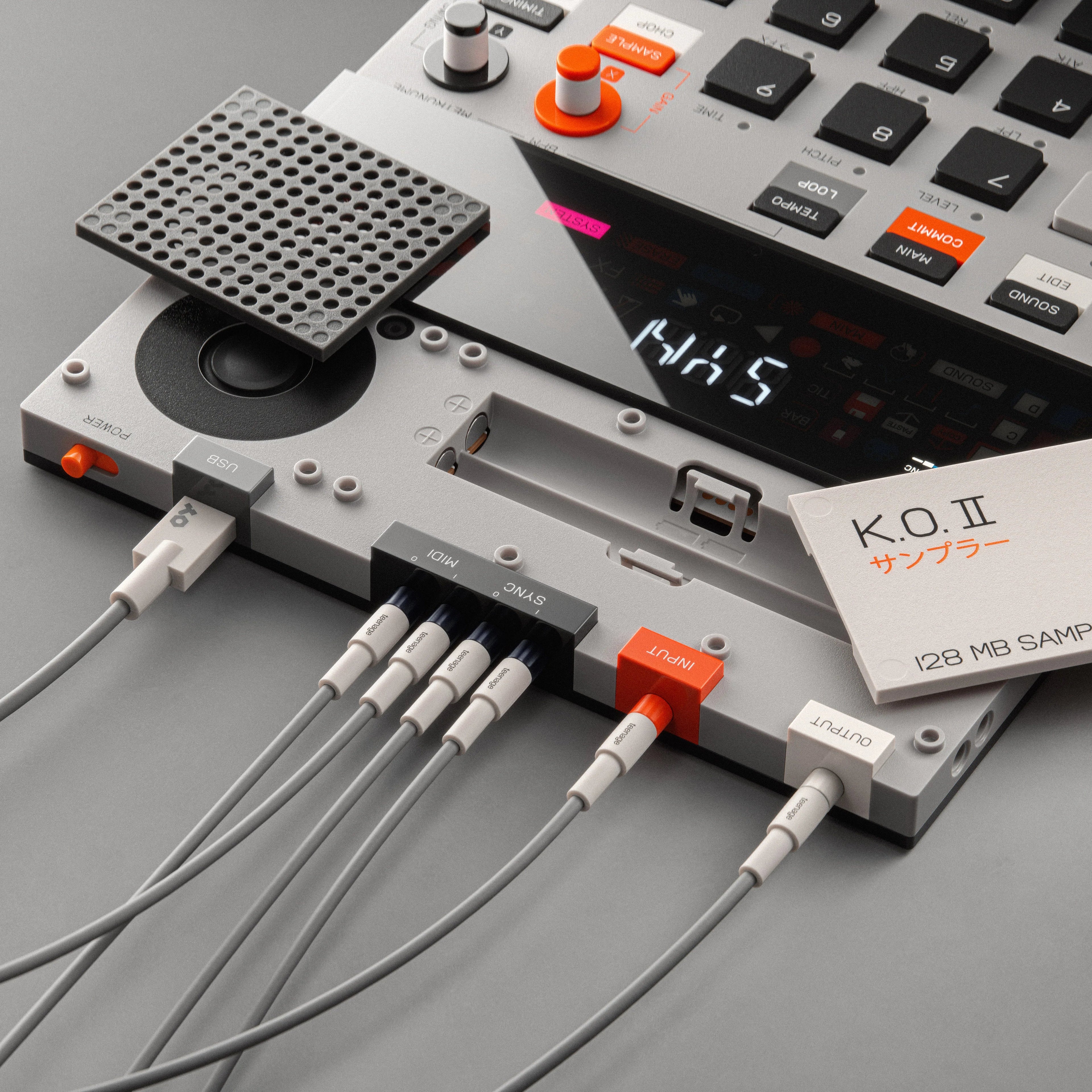 Teenage Engineering EP-133 K.O. II sampler and sequencer, rear connectivity ports