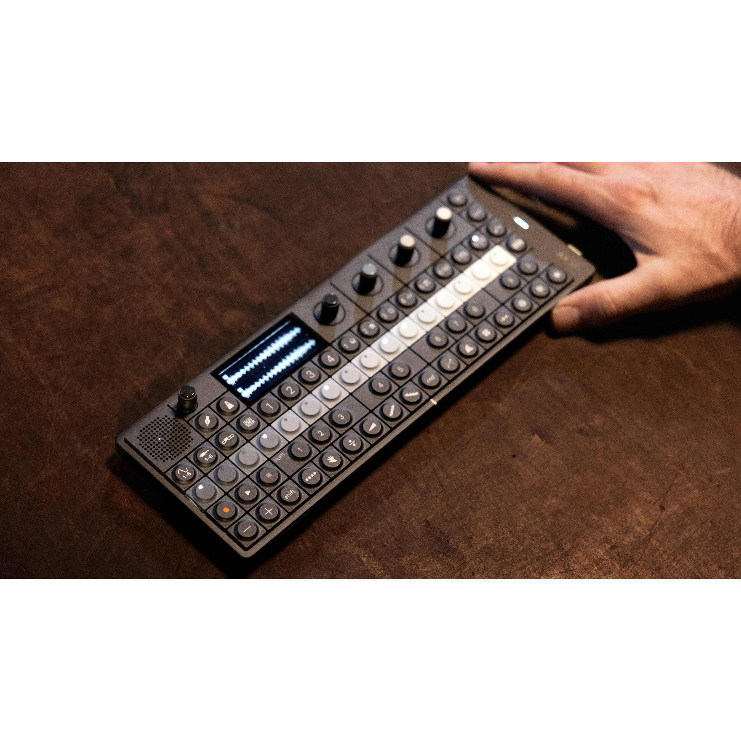 Teenage Engineering OP-XY synthesizer, side view