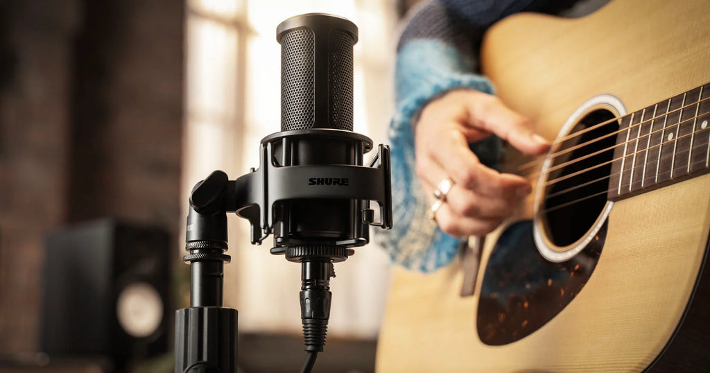Shure SM4 condenser microphone for high-quality home music recording and pristine sound capture.