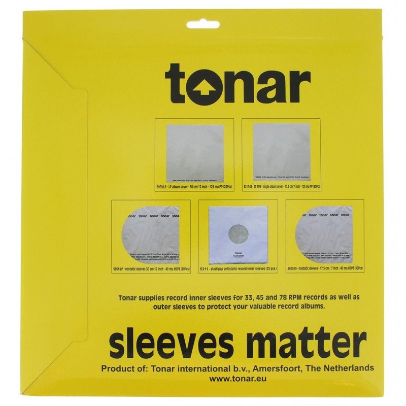 Tonar Nostatic 12" LP Record Inner Sleeves (50 pcs. record sleeves, lifestyle shot