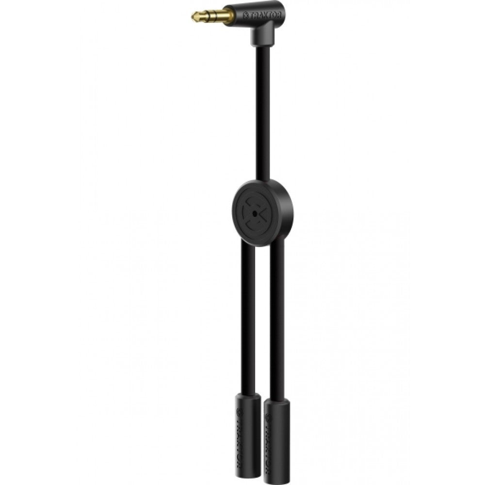 Native Instruments Traktor DJ cable adapter, splitter for DJ equipment, shows the sleek black connector and cable design.
