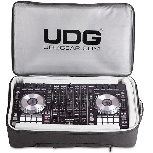 UDG Urbanite Large MIDI Controller Backpack with multiple compartments and padded straps for DJs.