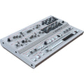 UDO Audio Super 6 Desktop synthesizer shown from the top left front, featuring its sleek design and controls.