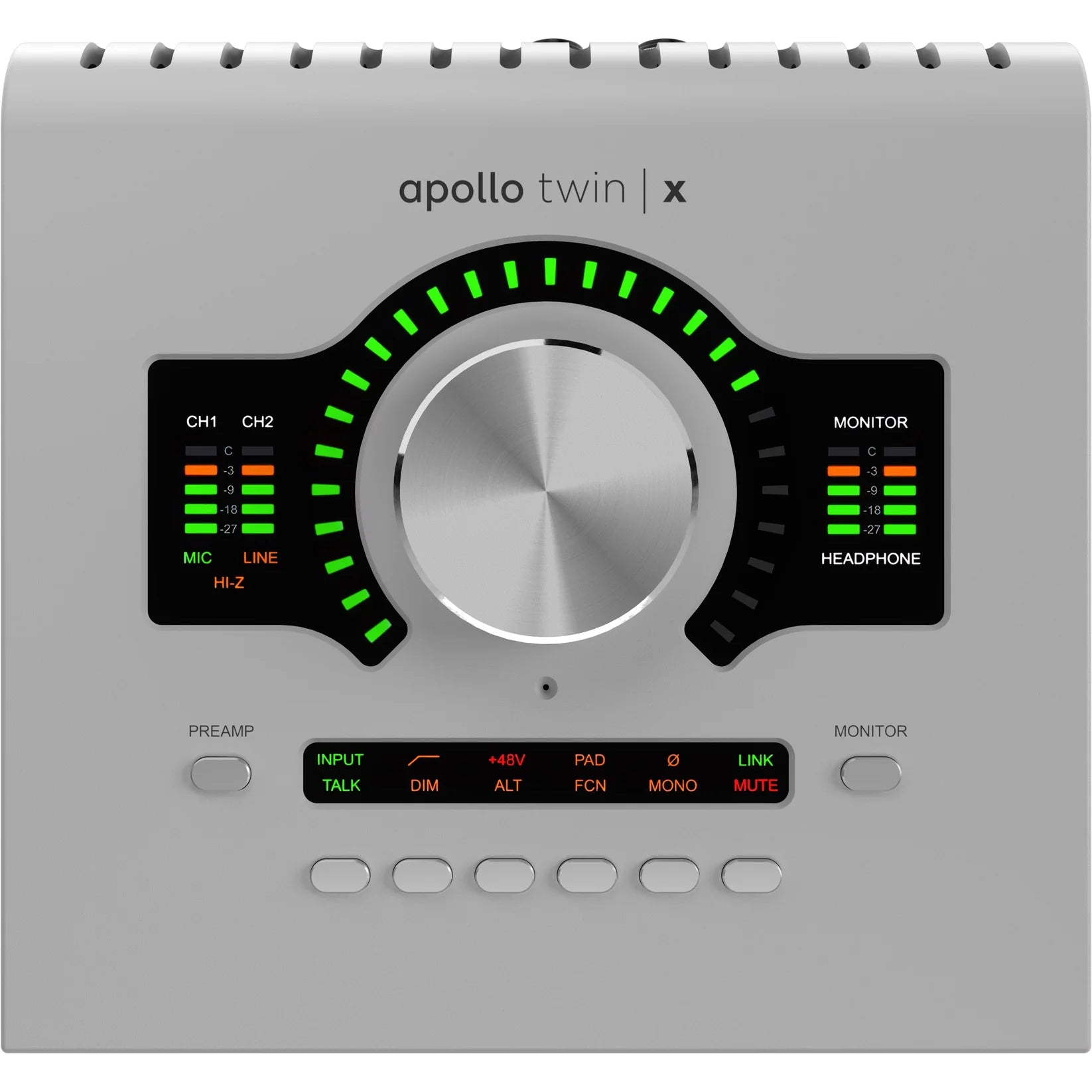 Universal Audio Apollo Twin X DUO Gen 2 (Essentials+ Edition) audio interface, top view with controls