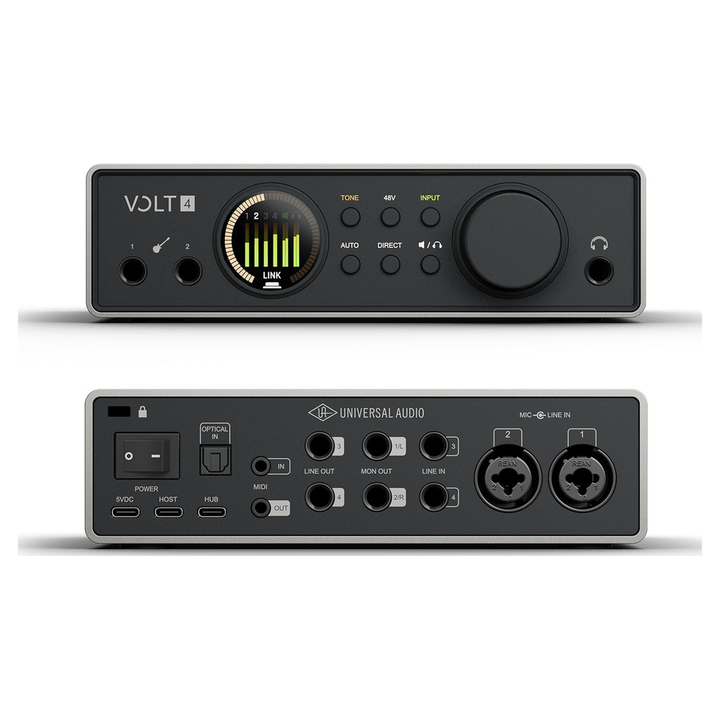 Universal Audio Volt 4 Gen 2, front and rear panels