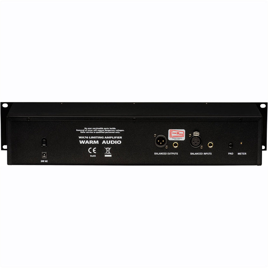 Warm Audio WA76 signal processor, vintage-style compressor with knobs and meters, used in professional audio recording.